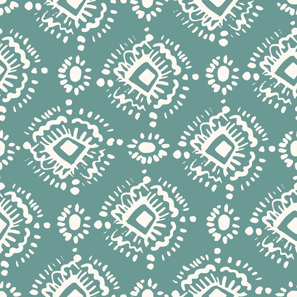 Indy Bloom Fabric - Bee My Valentine - Ikat In Teal 22