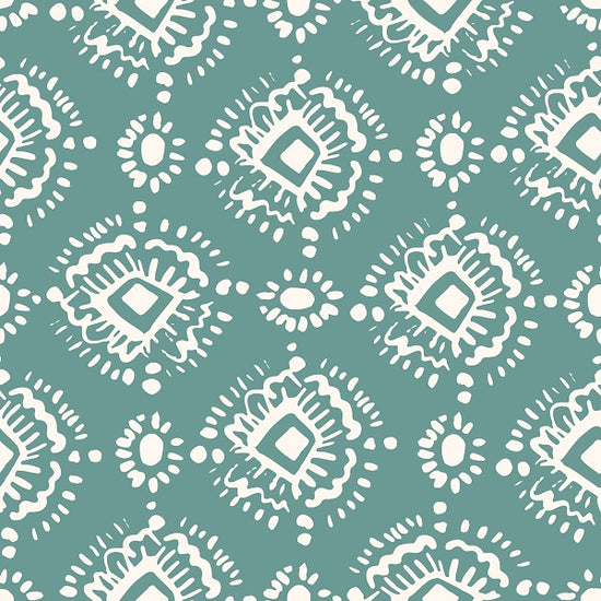 Indy Bloom Fabric - Bee My Valentine - Ikat In Teal 22