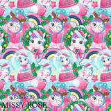 Christmas - Design 129 - Cute Unicorn Fabric