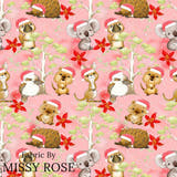 Christmas - Design 21 - Pink Australian Animals Fabric
