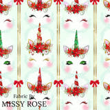 Christmas - Design 212 - Mint Unicorn Fabric
