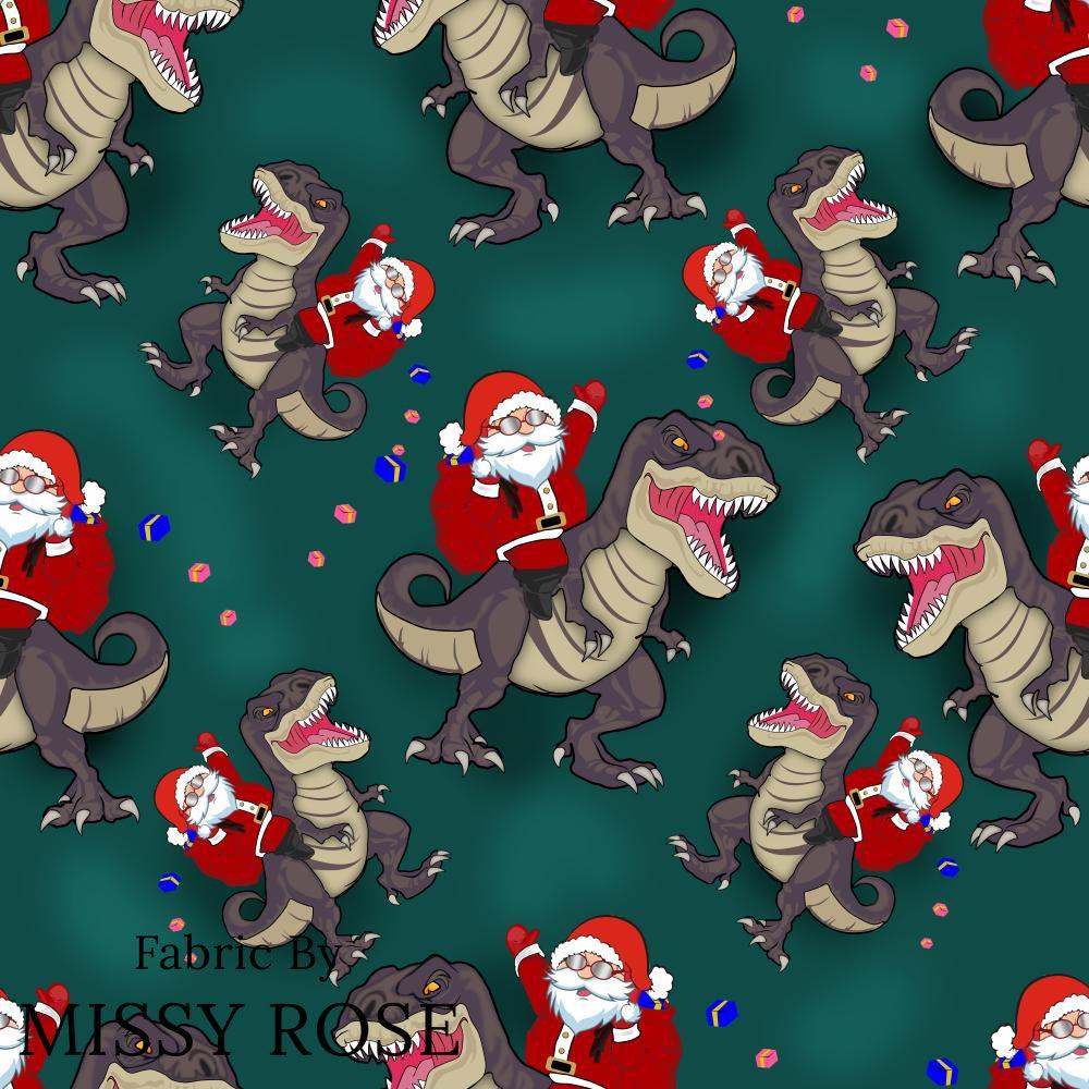 Christmas Design 23 Dinosaur Fabric – pre-order designer fabric Australia | Fabric by Missy Rose