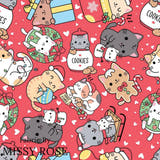 Christmas - Design 60 - Pink Cats Fabric