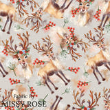 Christmas - Design 76 - Grey Reindeer Fabric