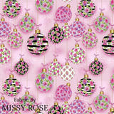 Christmas - Design 99 - Pink Ornaments Fabric