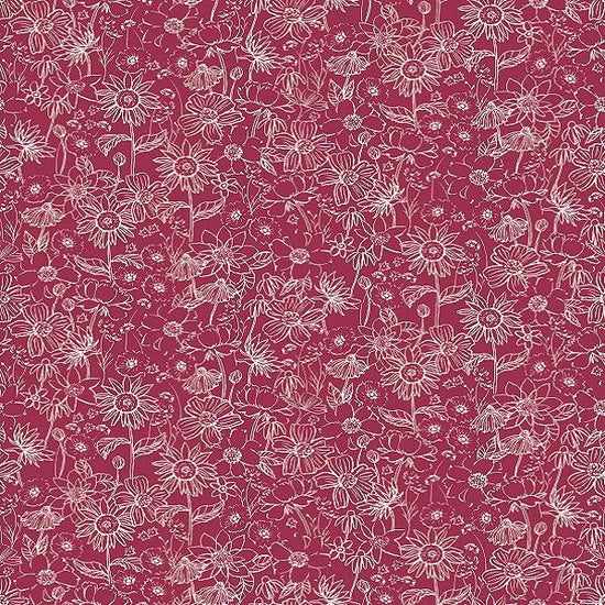 Indy Bloom Fabric - Scarlet Autumn - Sketch in Ruby 06 - Fabric by Missy Rose Pre-Order