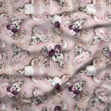 Design 476 - Floral Bull Skull Fabric