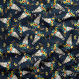 Design 811 - Navy Cow Skull Fabric