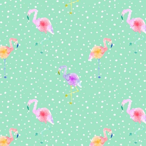 IB Flamingo Summer - Green 03 - Fabric by Missy Rose Pre-Order