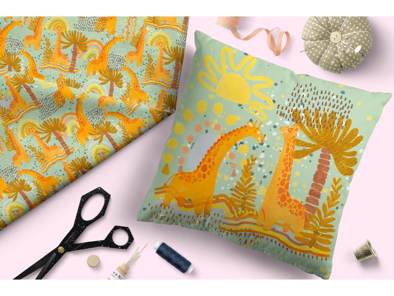 Design 103 Giraffe Fabric – custom printed pre-order fabric Australia | Fabric by Missy Rose