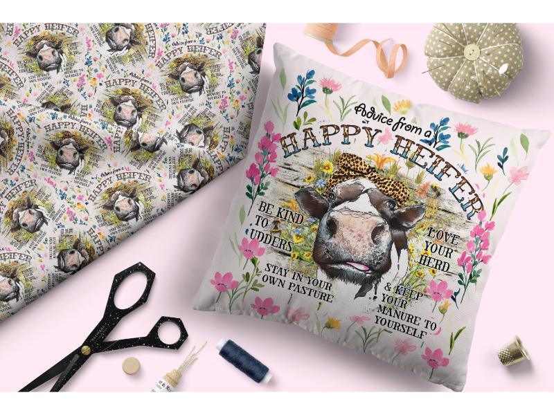 Design 106 Happy Heifer Fabric – custom printed pre-order fabric Australia | Fabric by Missy Rose