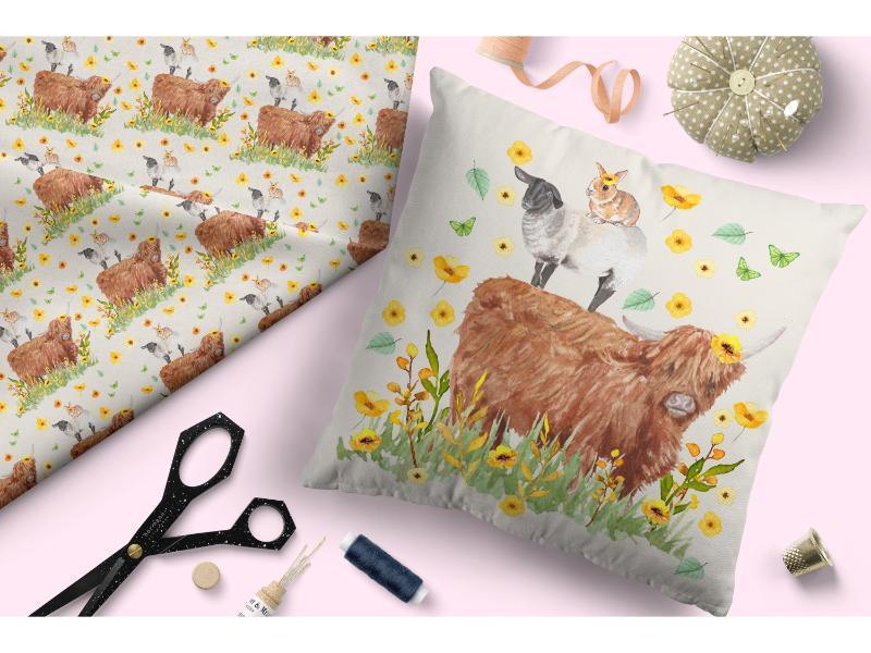 Design 108 Highland Sunflower Fabric – Australian custom printed fabric pre-order | Fabric by Missy Rose