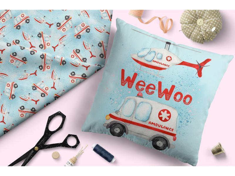 Design 10 Ambulance Fabric – premium custom printed fabric for sewing | Fabric by Missy Rose