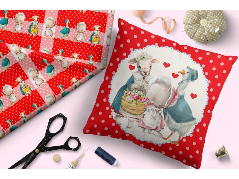 Design 118 Red Farm Animals Fabric – custom printed pre-order fabric Australia | Fabric by Missy Rose