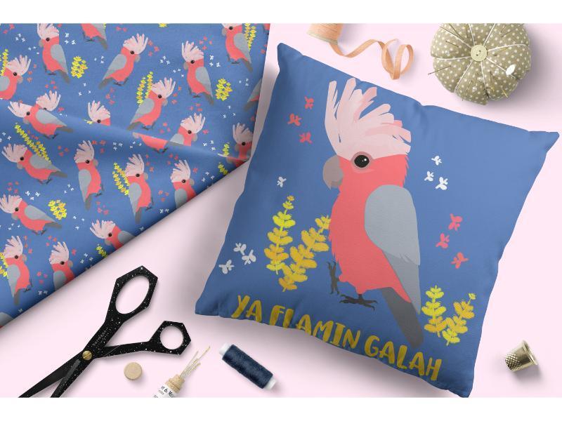 Design 120 Blue Galah Fabric – made-to-order custom fabric by the metre | Fabric by Missy Rose