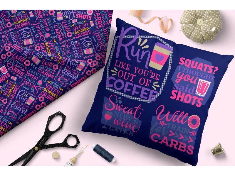 Design 122 Funny Gym Fabric – custom printed pre-order fabric Australia | Fabric by Missy Rose