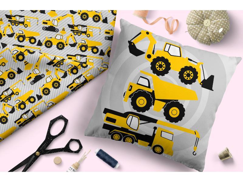 Design 124 Grey Construction Fabric – Australian custom printed fabric pre-order | Fabric by Missy Rose