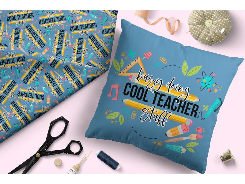 Design 125 Cool Teacher Fabric – premium custom printed fabric for sewing | Fabric by Missy Rose