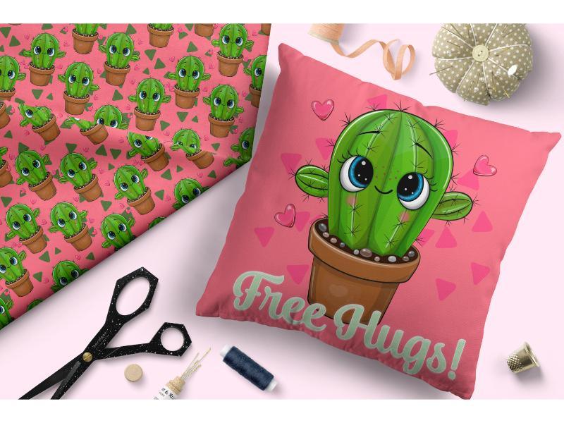 Design 142 Pink Cactus Fabric – premium custom printed fabric for sewing | Fabric by Missy Rose