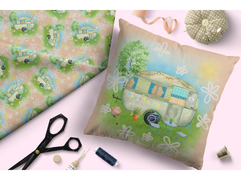 Design 144 Caravan Fabric – Australian custom printed fabric pre-order | Fabric by Missy Rose