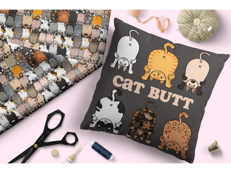 Design 146 Catt Butt Fabric – made-to-order custom fabric by the metre | Fabric by Missy Rose