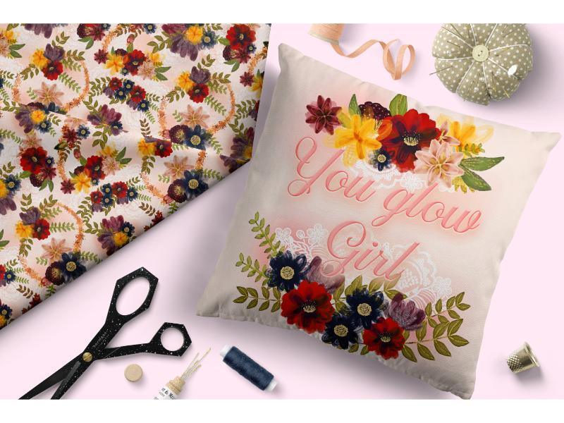 Design 153 Autumn Floral Fabric – made-to-order custom fabric by the metre | Fabric by Missy Rose