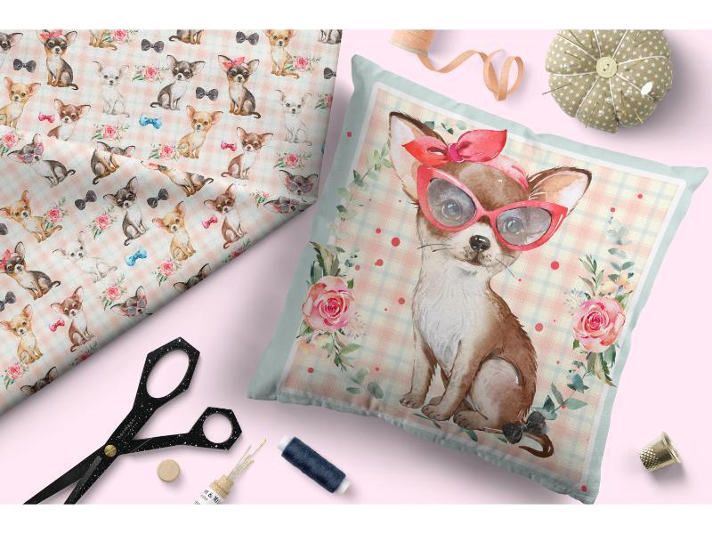 Design 158 Chihuahua Fabric – custom printed pre-order fabric Australia | Fabric by Missy Rose