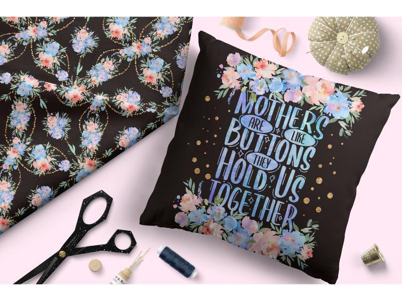 Design 160 Black and Blue Floral fabric – pre-order designer fabric Australia | Fabric by Missy Rose
