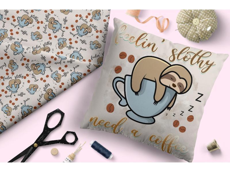 Design 161 Sloth Fabric – custom printed pre-order fabric Australia | Fabric by Missy Rose