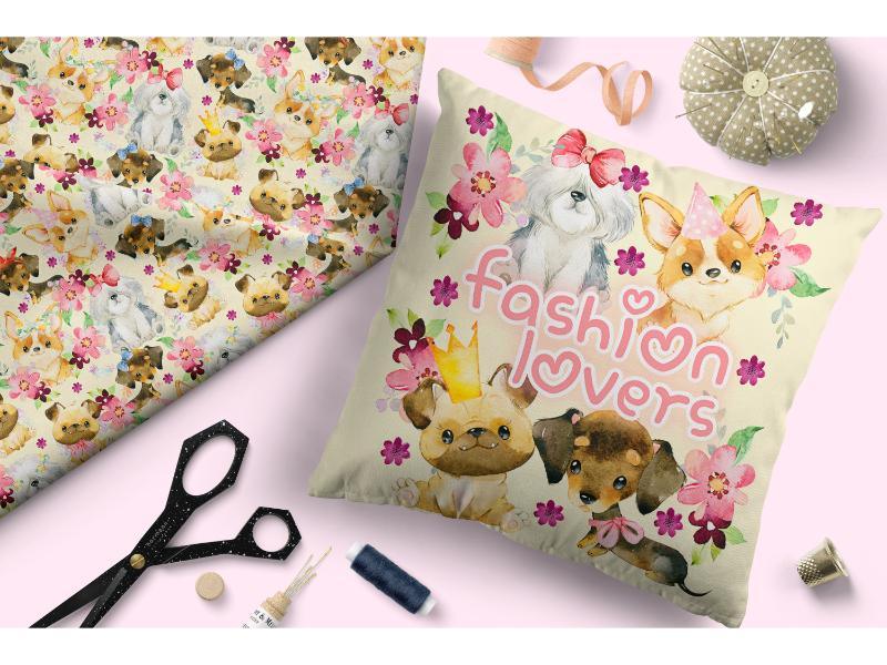 Design 165 Cute Yellow Dogs Fabric – custom printed pre-order fabric Australia | Fabric by Missy Rose