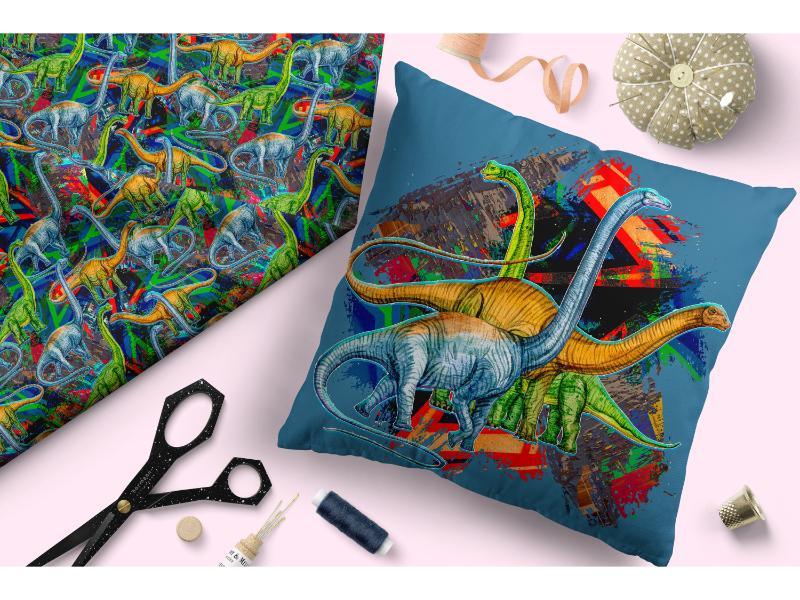 Design 170 Dinosaur Fabric – pre-order designer fabric Australia | Fabric by Missy Rose
