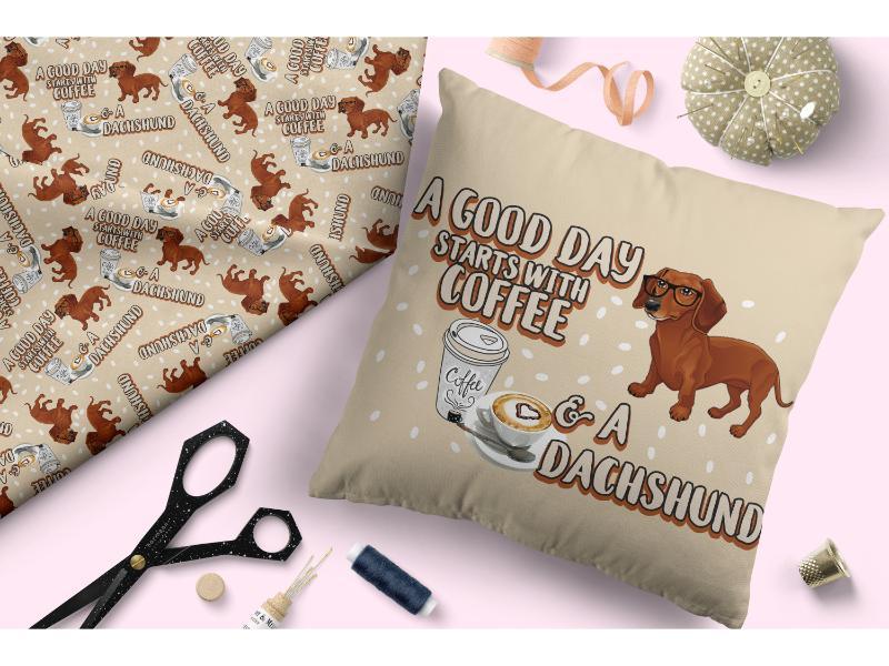 Design 171 Daschund Fabric – made-to-order custom fabric by the metre | Fabric by Missy Rose