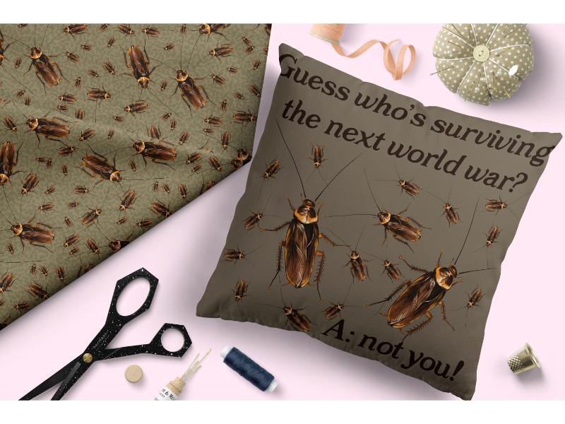 Design 174 Cockroach Fabric – premium custom printed fabric for sewing | Fabric by Missy Rose