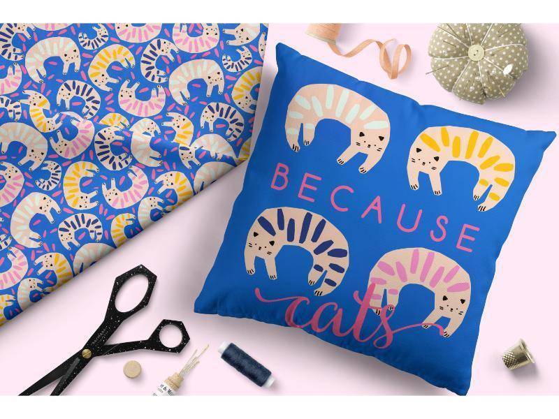 Design 175 Quirky Cats Fabric – made-to-order custom fabric by the metre | Fabric by Missy Rose