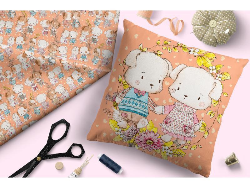 Design 180 Peach Dogs Fabric – Australian custom printed fabric pre-order | Fabric by Missy Rose