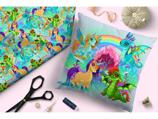 Design 182 - Bright Unicorn Fabric