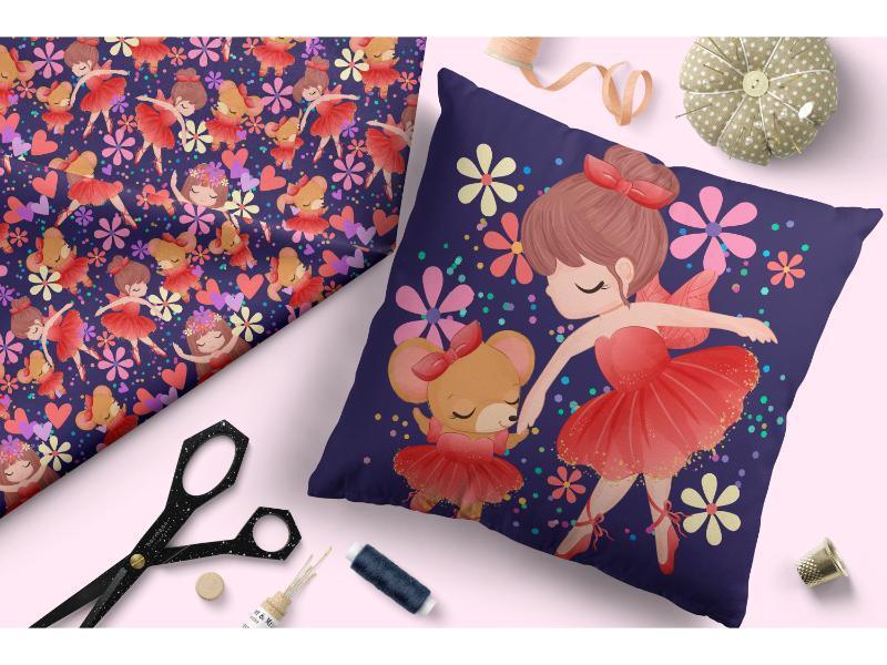 Design 186 Navy Ballerina Fabric – custom printed pre-order fabric Australia | Fabric by Missy Rose