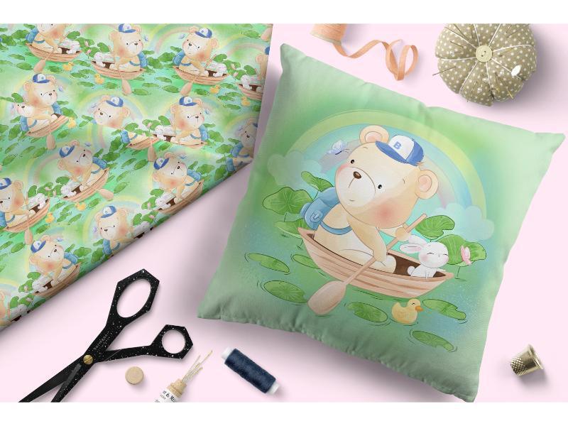 Design 187 Green Teddy Bear Fabric – Australian custom printed fabric pre-order | Fabric by Missy Rose