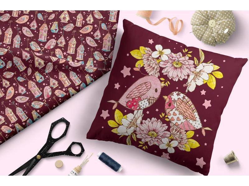 Design 189 Sweet Birds Fabric – premium custom printed fabric for sewing | Fabric by Missy Rose