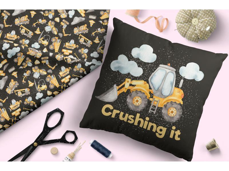 Design 192 Black Construction Fabric – made-to-order custom fabric by the metre | Fabric by Missy Rose