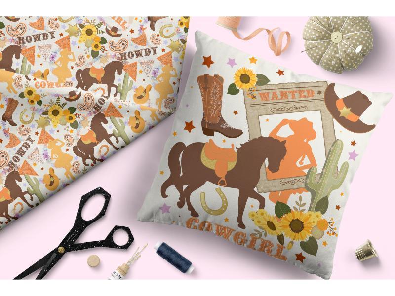 Design 194 White Cowgirl Fabric – premium custom printed fabric for sewing | Fabric by Missy Rose