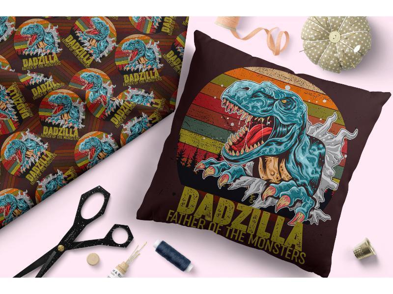 Design 195 Dadzilla Fabric – custom printed pre-order fabric Australia | Fabric by Missy Rose