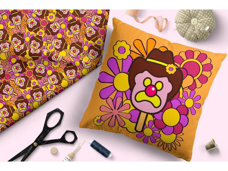 Design 199 Retro Floral Ice Cream Fabric – premium custom printed fabric for sewing | Fabric by Missy Rose
