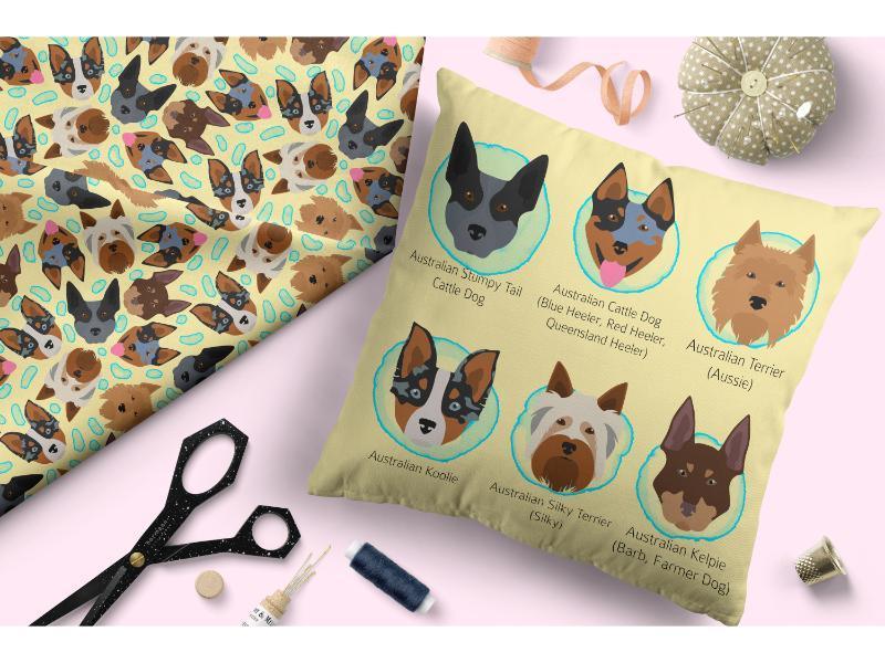 Design 206 Yellow Dogs Fabric – made-to-order custom fabric by the metre | Fabric by Missy Rose