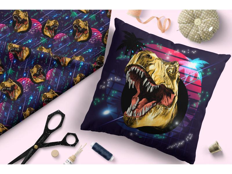 Design 224 Navy Dinosaur Fabric – premium custom printed fabric for sewing | Fabric by Missy Rose