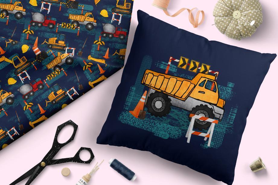 Design 231 Navy Construction Fabric – made-to-order custom fabric by the metre | Fabric by Missy Rose