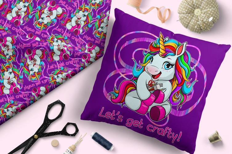Design 232 Crafty Unicorn Fabric – custom printed pre-order fabric Australia | Fabric by Missy Rose