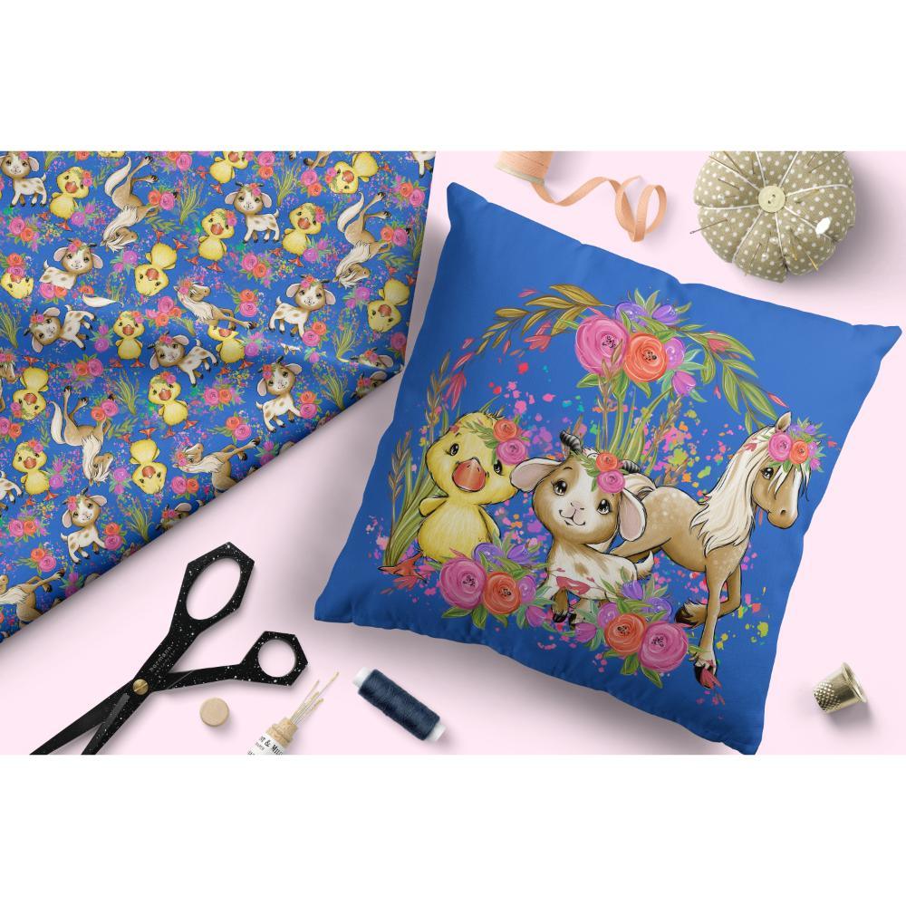 Design 243 Blue Floral Farm Fabric – premium custom printed fabric for sewing | Fabric by Missy Rose