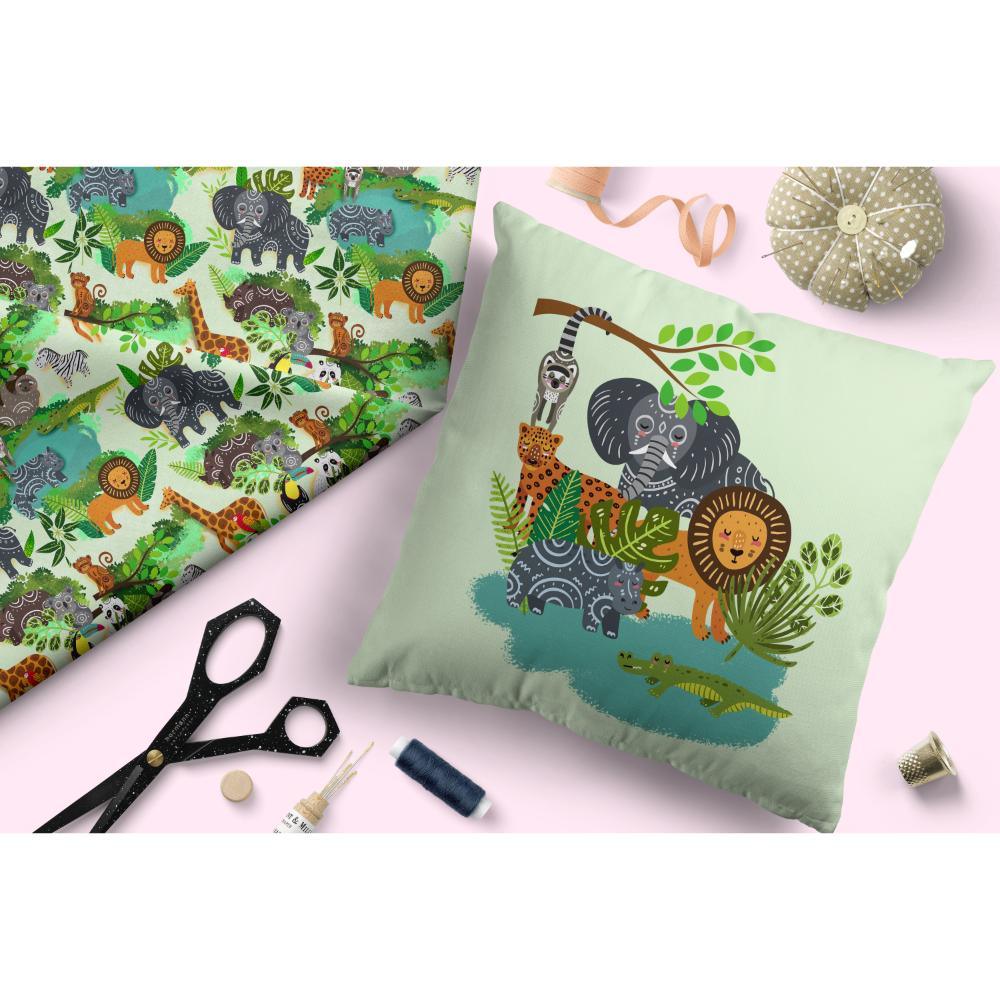 Design 248 Green Jungle Fabric – custom printed pre-order fabric Australia | Fabric by Missy Rose