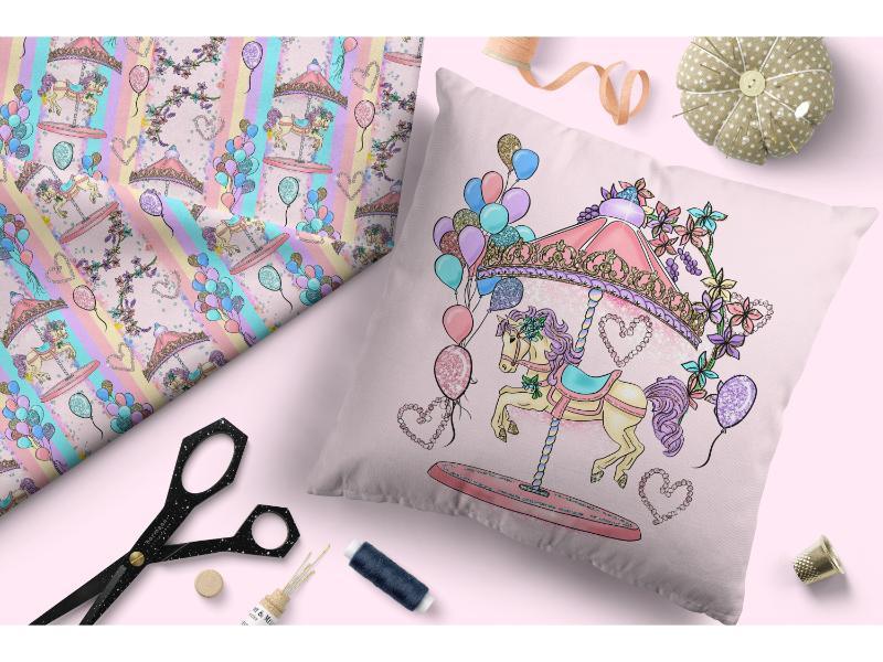 Design 253 Carousel Fabric – custom printed pre-order fabric Australia | Fabric by Missy Rose